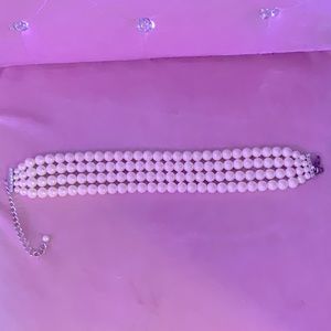 Kenneth Lane, OS, white pearl vegan necklace